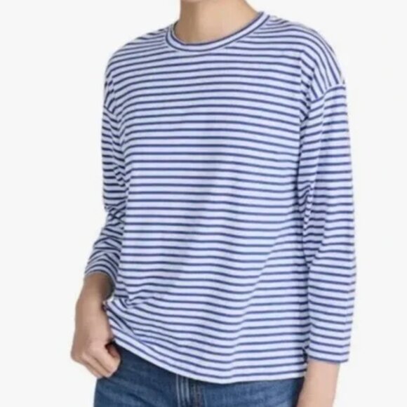 AYR Tops - AYR Blue & White French Fry Striped Long Sleeve Tee Shirt Top size medium